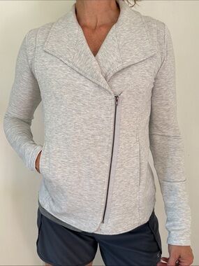 H by Bordeaux Light Gray Zip-Front Knit Jacket Small